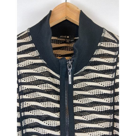 Bylyse Women's Open Front Zip Cardigan Black & Beige Size L - Picture 2 of 10